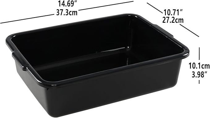 5-Pack Black Small Plastic Bus Box 8 L Commercial Bus Tub