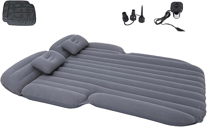 Inflatable SUV Air Mattress Thickened Flocking Inflatable Car Camping Travel Air Mattress with 2 Pillows &amp Air PumpPortable Car Sleeping Bed for SUV|MPV|Minivan