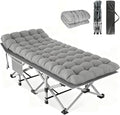 560-760 pounds Portable Folding Camping Bed (with Mattress) - Can be Used as a Recliner - Breathable Fabric Thick Steel Frame (Gray760 lbs)