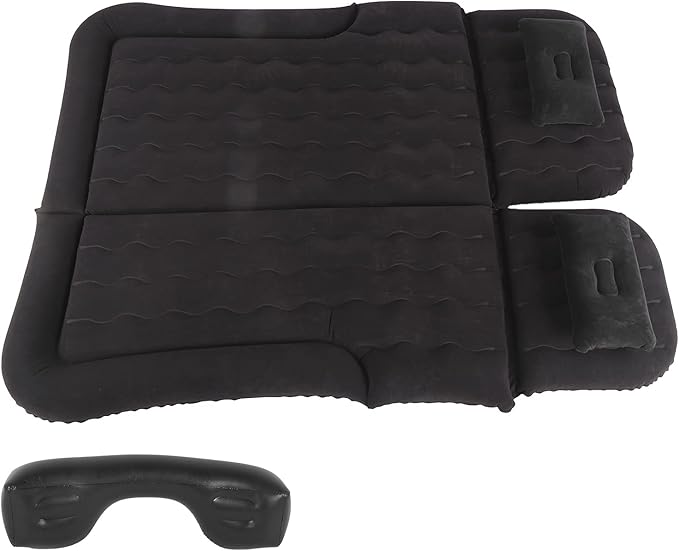 Yctze 12V Electric Inflatable Air Mattress with Flocking Surface for SUV MPV RV - Ideal for Camping Festivals and Travel (Black)