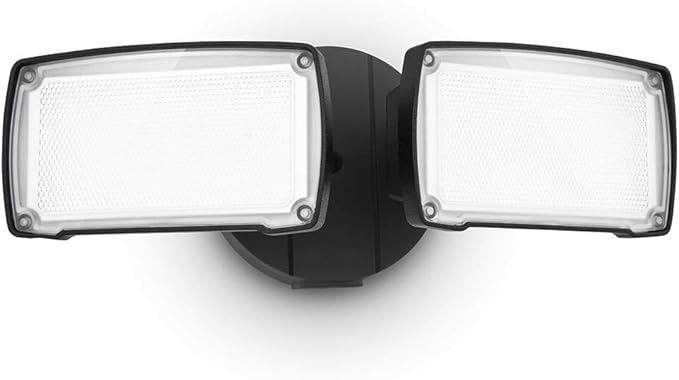LUTEC LED 3500 Lumen 32W 5000K Integrated Dual-Head Floodlight Outdoor Dusk to Dawn Waterproof Exterior Security Wall Light for Patio Garden Yard