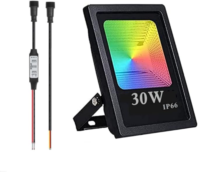 RGB Flood Lights30W high Power WS2811 Full Color Smart Flood Light RGB addressable LED Pixel floodlight DC12-24VIP66Waterproof (1PCS-WS2811-30W Black)