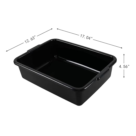 13 L Commercial Bus Tubs Plastic Commercial Utility Bus Bin 4 Packs Black