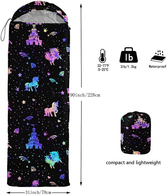 Kids Sleeping Bag for Boys and GirlsMixed Color Star Dot-Lightweight Warm Portable Outdoor Indoor-Waterproof Cold Weather Resistant Sleeping Bag for Camping Hiking