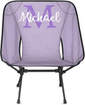 Custom Light Purple Portable Camping Chair Personalized Backpacking Chair with Name Lightweight Foldable Chairs for Hiking Beach