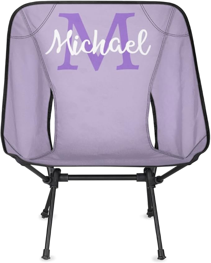 Custom Light Purple Portable Camping Chair Personalized Backpacking Chair with Name Lightweight Foldable Chairs for Hiking Beach