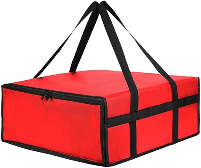 Insulated Pizza Delivery Bag Large Capacity Non-Woven Fabric Thick Foam Padding Heat Retention Water-Resistant Transparent Order Pocket Wristband Opening(Black 50 * 35.5CM)