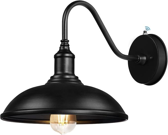 Dusk to Dawn Exterior Farmhouse Lighting Barn Light Fixture for House with Anti-ponding Bottom Outdoor Barn Light Gooseneck Lighting for Garage Patio Porch (9.4 Diameter 1 PC)