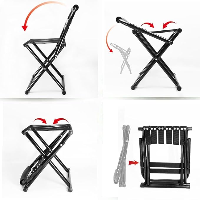 Folding Camp Chair for Camping Stool 24 Inch Oversized Foot Rest 500 Lbs Portable Folding Camp Chair for Adults(Black)