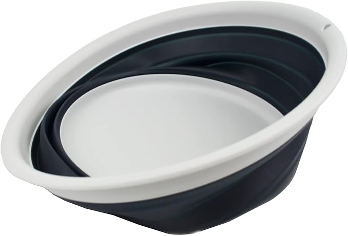 SAMMART 7.5L (1.98 Gallon) Collapsible Tub - Foldable Dish Tub - Portable Washing Basin - Space Saving Plastic Washtub (Grey/Slate Grey (Set of 2))