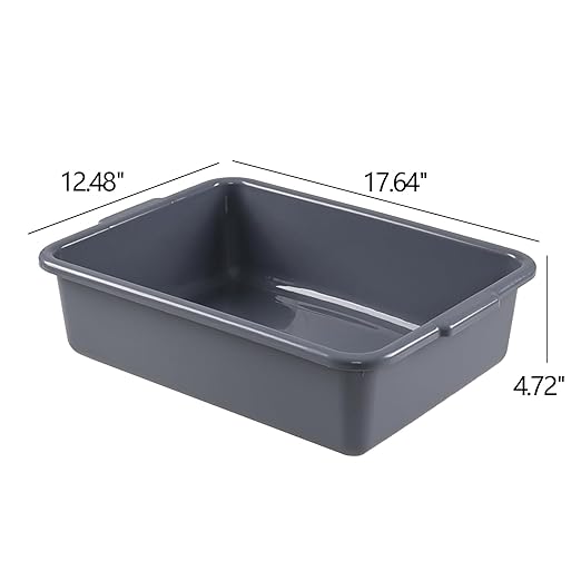 Quickquick 13 L Plastic Commercial Wash Basin Food Service Bus Tubs Deep Gray 4 Packs