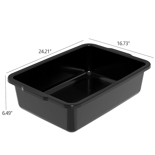 4 Pack Large Commercial Bus Boxes 35 L Plastic Utility Bus Tote Black