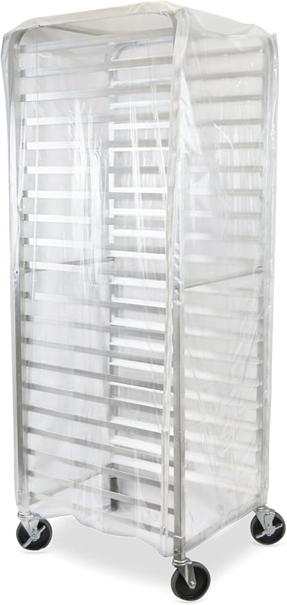 TrueCraftware- Durable Clear Plastic Cover for 20 Tier Bun Pan Sheet Rack 28 x 23 x 61 - Heavy Duty Plastic Sheet Pan Rack Cover with Zippers Sheet Pan Rack Cover for Home Kitchen Restaurant Bakery