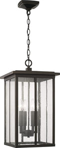 Capital Lighting 943844OZ Barrett Antiqued Glass Rectangular Outdoor Hanging Lantern 4-Light 240 Total Watts 21 H x 12 W Oiled Bronze