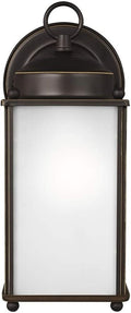 Generation Lighting 8593001-71 New Castle Satin Etched Glass Outdoor Wall Sconce Lighting Fixture 1-Light 75 Watt 10 H x 5 W Antique Bronze