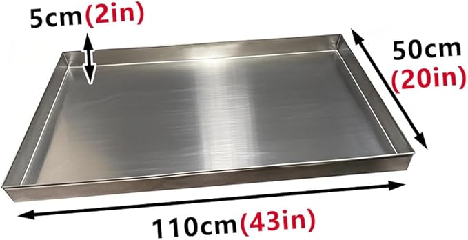 Washing Machine Pan 304 Stainless Steel Washing Machine Drain Pan Kitchen Factory Warehouse Garage Drain Tray Spill Containment Platform Pallets(110x50cm(43x20in))