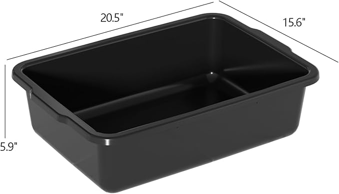 24 L Commercial Bus Tub Black Restaurant Grade Bus Box 4-Pack