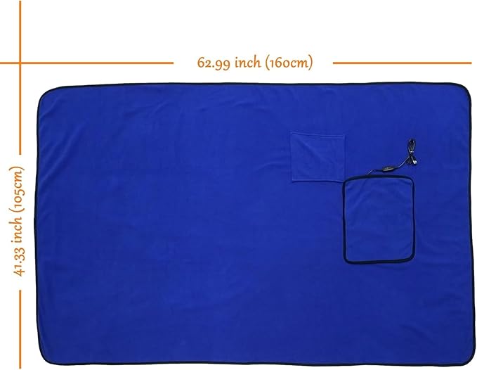 Kirkwood Kitchen Heated Blanket with USB Power Soft Portable Outdoor Blanket Stadium Blanket Picnic Blanket for Traveling Camping Hiking &amp Outdoor Activities or Wheelchair Use Blue