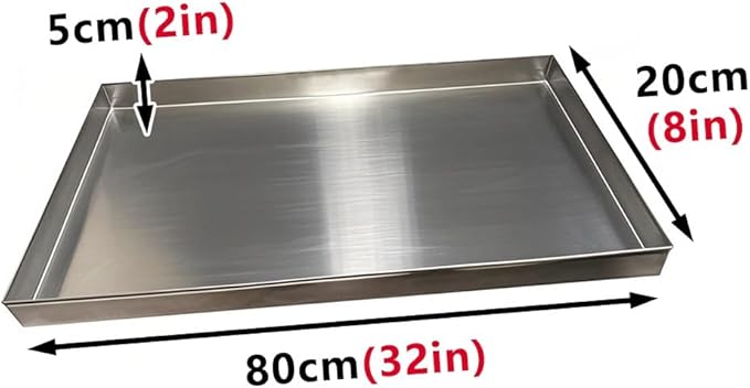 Stainless Steel AC Condensate Drain Pan &amp Electric Water Heater Drip Tray 32x8in Rectangular Durable Rust-Resistant Prevents Floor Seepage Ideal for Home &amp Commercial Use