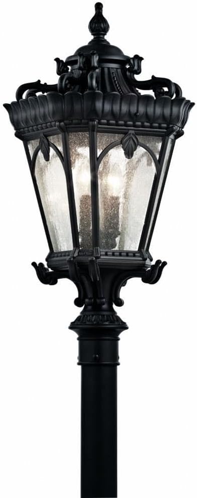 Kichler Tournai 30 4 Light Outdoor Post Light with Clear Seeded Glass in Textured Black