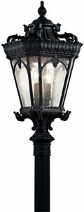 Kichler Tournai 30 4 Light Outdoor Post Light with Clear Seeded Glass in Textured Black