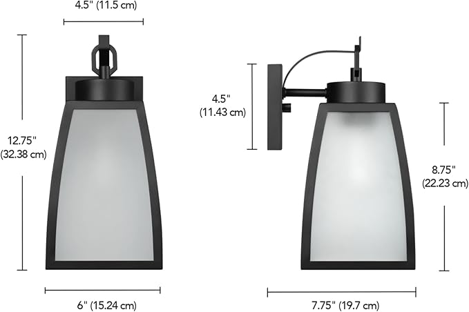 GLOBE Electric 60000166 1-Light Outdoor Wall Sconce Matte Black Frosted Glass