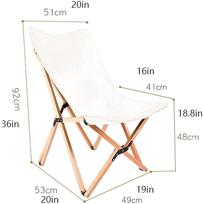 Outdoor Camping Chair Portable Folding Canvas Chair with Beech Wood Frame Lightweight Recliner for Beach Picnic and Hiking