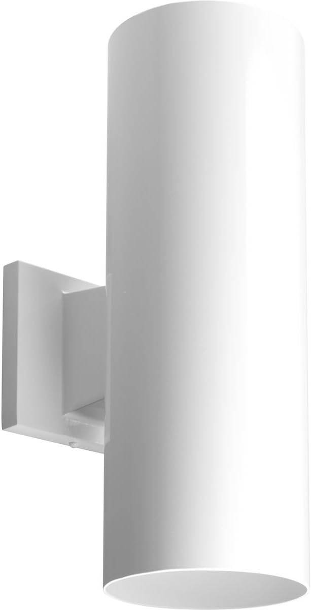 Progress Lighting 5-Inch Cylinder Outdoor Wall Sconce 2-Light Modern Wall Mount Up and Down Lights Interior and Exterior Lighting for Home or Porch Aluminum Construction White (P5675-30)