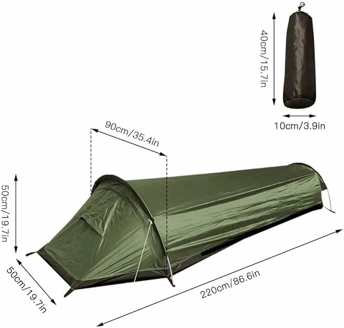 Single Person Bivy Tent 1 Man Tent for Camping Hiking Backpacking Outdoor Survival Gear - Easy Set Up