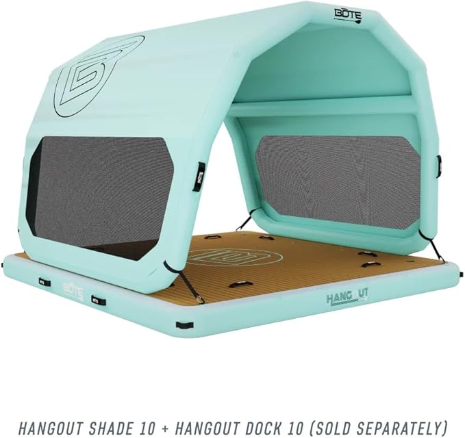 BOTE Hangout Shade Inflatable Sun Canopy for Floating Docks &amp Water Lounges Compatible with Hangout Dock 7 &amp 10 Easy-Inflate Portable Shade for Lake &amp Beach Days