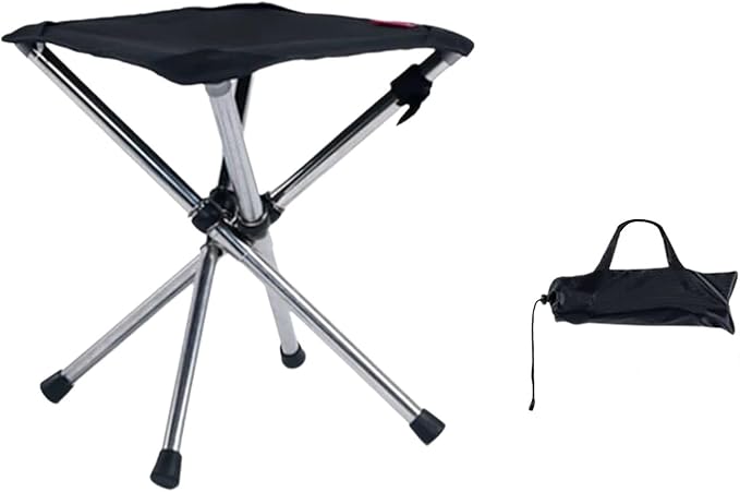 Portable Stool 13.8 Inch High Small Folding Chair Telescopic Compact Foldable Stool with Carry Bag for Camping Hiking Outdoor Concert