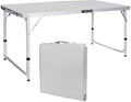 REDCAMP Heavy-Duty Aluminum Frame Camping Table 4ft Large Folding Table (48x24 Inches) with Adjustable Height Portable for Outdoor Picnic Tailgate Party