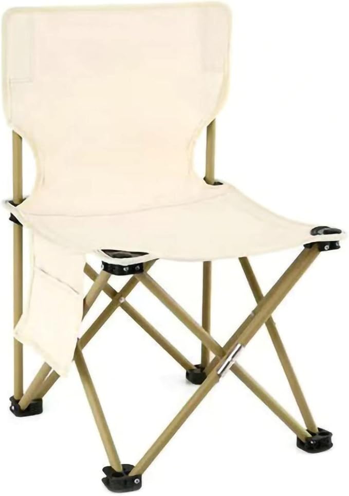 Sturdy Camping Folding Chair with Oxford Cloth Beach Picnic Mountaineering Fishing Folding Stool Portable Outdoor Stool Leisure (Beige 39x39x65cm/15.35x15.35x25.59in)