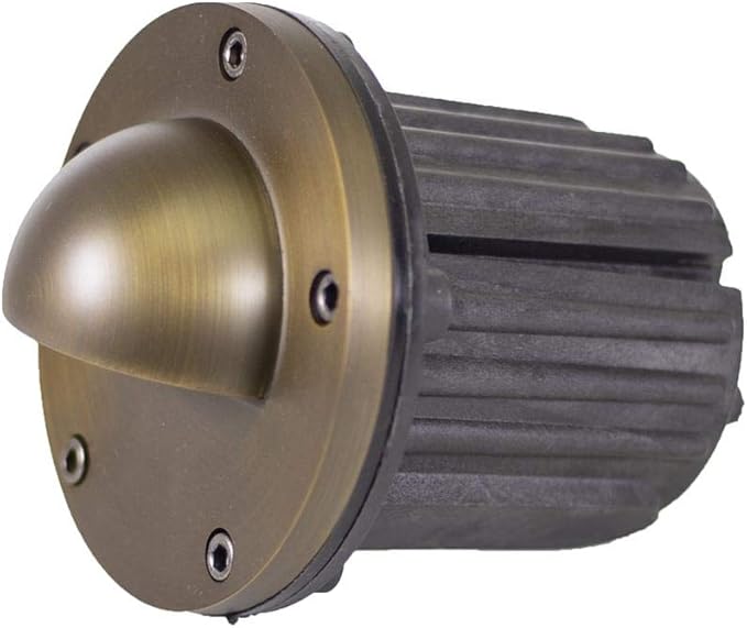 12V Brass In-Ground Well Light (Beacon Top) with 5W 2700K Warm White MR16 LED Bulb for Low Voltage Landscape Lighting of Outdoor Pathway Garden Shrubs Columns or Trees