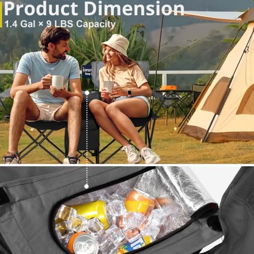Camping Chairs Folding Double Chair with Removable Umbrella Cup Holders Cooler Bag Side Pocket &amp Carry Bag for Beach Outdoor Sports Concerts Travel Picnic