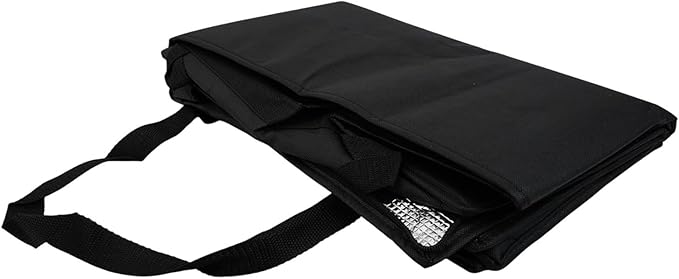 Insulated Pizza Delivery Bag Large Capacity Non-Woven Fabric Thick Foam Padding Heat Retention Water-Resistant Transparent Order Pocket Wristband Opening(Black 50 * 35.5CM)
