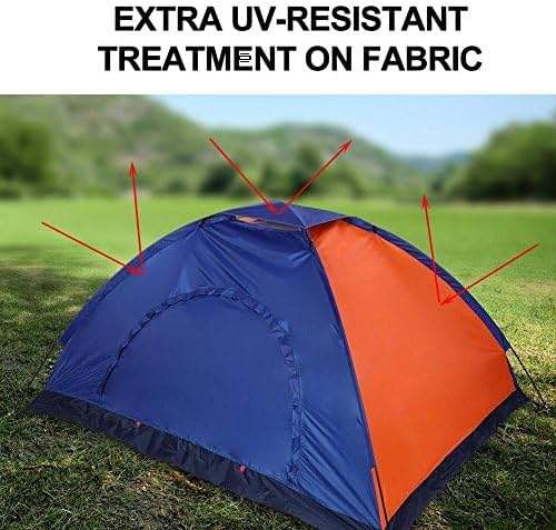1 2 Person Three Defense Fabric Outdoor Tent for Camping Backpacking with Door and Window.(Blue+Orange)