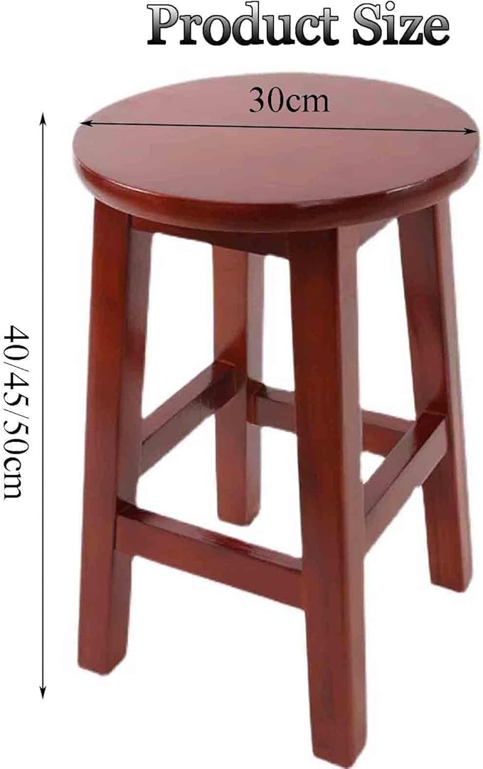 Solid Wood Portable Small Stool for Bedroom and Coffee Table Simple Round Stool (Brown 30 * 45cm)