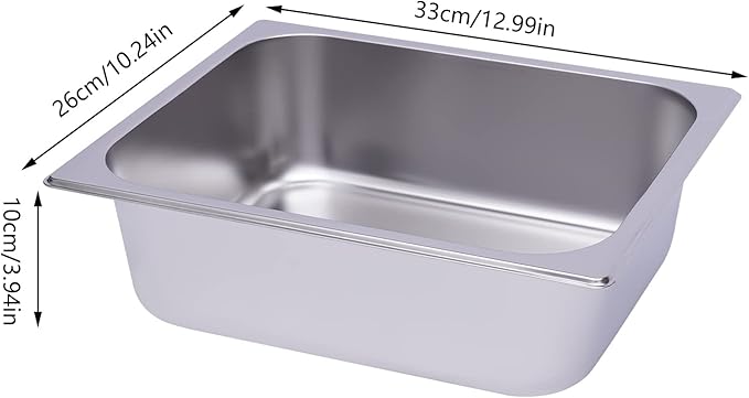 6 Pack 1/2 Size Stainless Steel Steam Hotel Pan 12.99 x 10.24 x 3.94 In Steam Table Pan Food Service Pan for Party Kitchen Restaurant Hotel