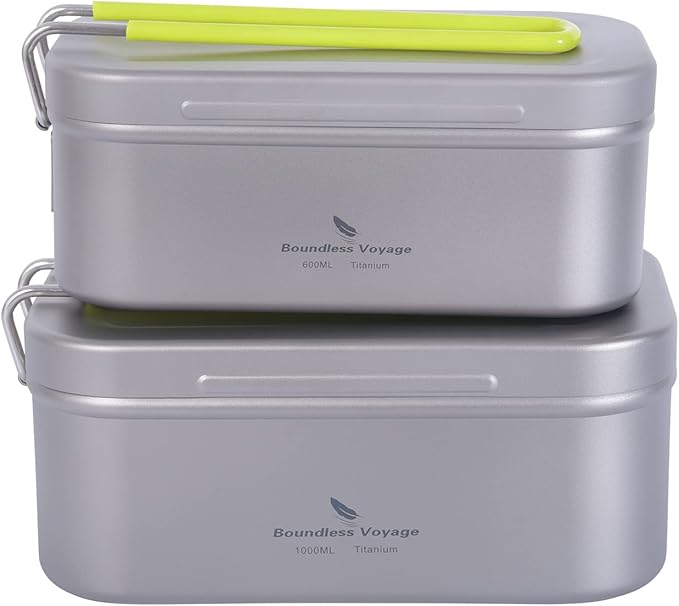 Boundless Voyage Camping Box Lunch Box with Folding Handle Collapsible Bowls with Lids Outdoor Tableware Ultralight Camping Mess Kit