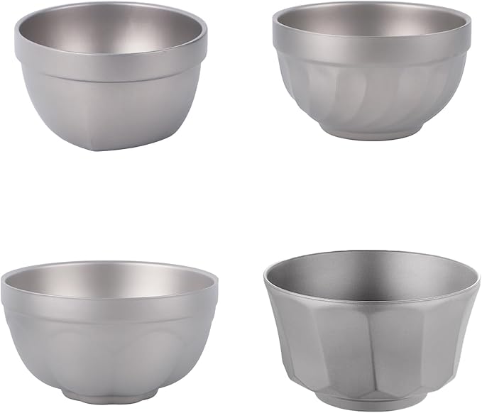 500ml Titanium Double Wall Bowl Ultralight Unbreakable Camping Tableware for Outdoor Hiking Picnic Backpacking Dishwasher Safe (Yulan Bowl)