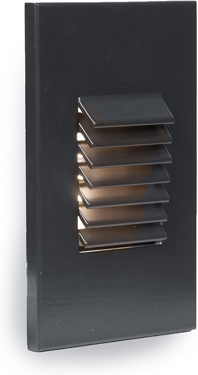 WAC Landscape Lighting LEDme 120V LED Vertical Louvered Indoor and Outdoor Step and Wall Light 3000K Built-in LED in Black