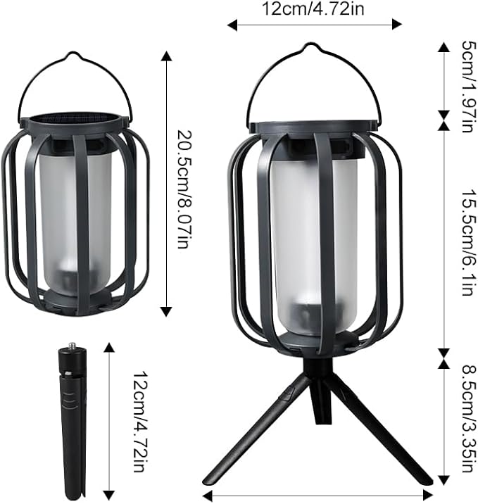 Solar Lanterns Outdoor Waterproof Garden Decor (2 Pack) Flickering Flame Hanging Solar Lights with Tripod Decoration Outside for Yard Patio Backyard Garden Ideal Gifts for Women Mom Grandma