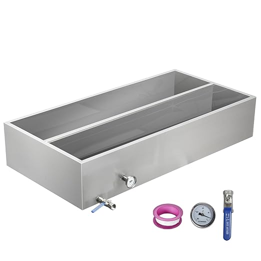 Maple Syrup Evaporator Pan 47Gal 304 Stainless Steel Maple Syrup Evaporator with Valve Thermometer and Divided Design 48 x 24 x 9.4 Inch Feed Pan for Boiling Maple Syrup for Home and Outdoor Use
