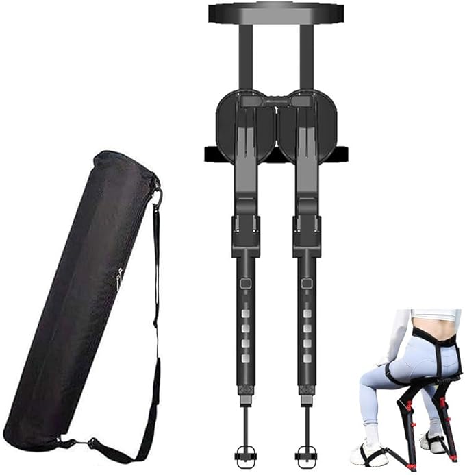 Adjustable Wearable Invisible Chair Portable Foldable Stool Chairless Chair Leg Part Ergonomics Lightweight Seat 5 Gear Adjust Seating Height Outdoor Fishing Portable Seat (Color : Black)
