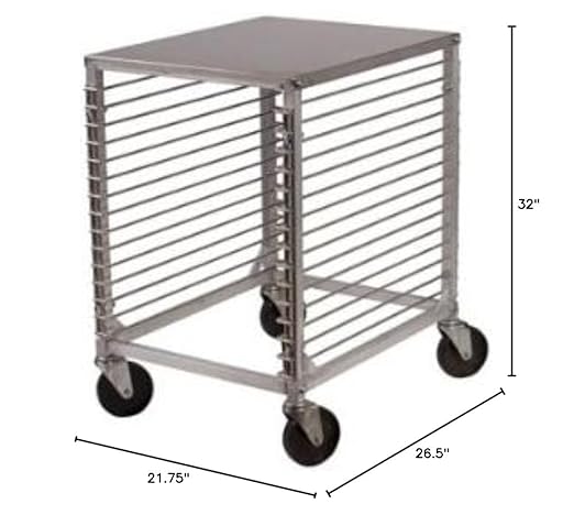 Winco 15-Tier Aluminum Sheet Pan Rack with Hard Top and Wire Slides
