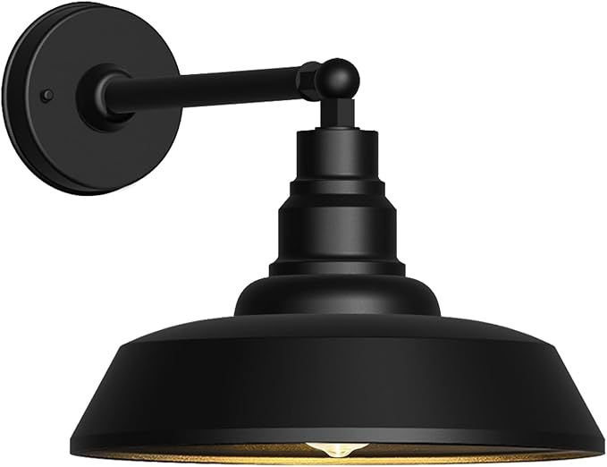 12 Outdoor Gooseneck Barn LightBlack Farmhouse barn Wall Light Waterproof Exterior Light Fixture for Garage Porch Patio or Shed