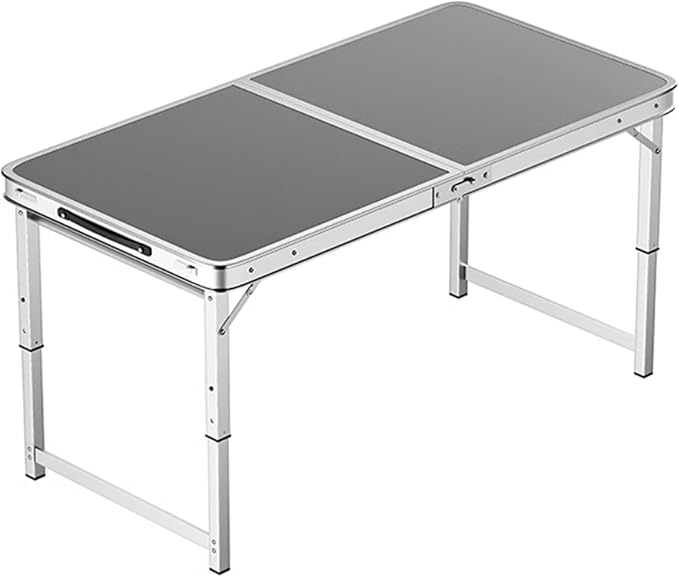 Adjustable Height Aluminum Folding Table Portable Outdoor Camping Table with Handle Compact 120X60Cm Picnic Dining Table Set with 4 Stools - Blue120X60Cm Bla80X50cm Gray