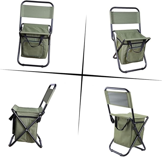 BESTonZON 1pc Multifunctional Outdoor Folding Fishing Chair Insulated Storage Bag and Backrest Portable Camping Seat for Fishing Hiking and Travel