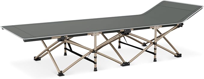 MoNiBloom Folding Sleeping Cot for Adults Easy to Set Up Portable &amp Lightweight Camping Cot for Outdoor Camping Lounging and Elevated Napping Support 360 lbs Grey